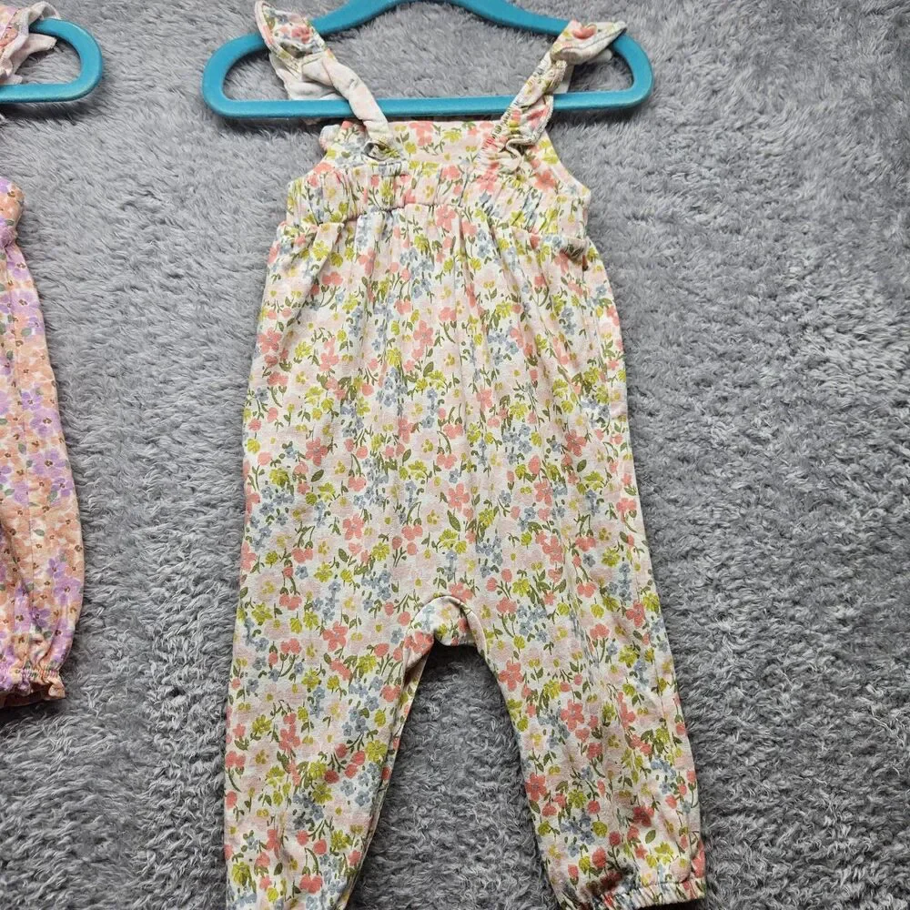 Carter's Baby Girl Floral Rompers Size 6 Months Spring Summer Ruffle Sleeveless